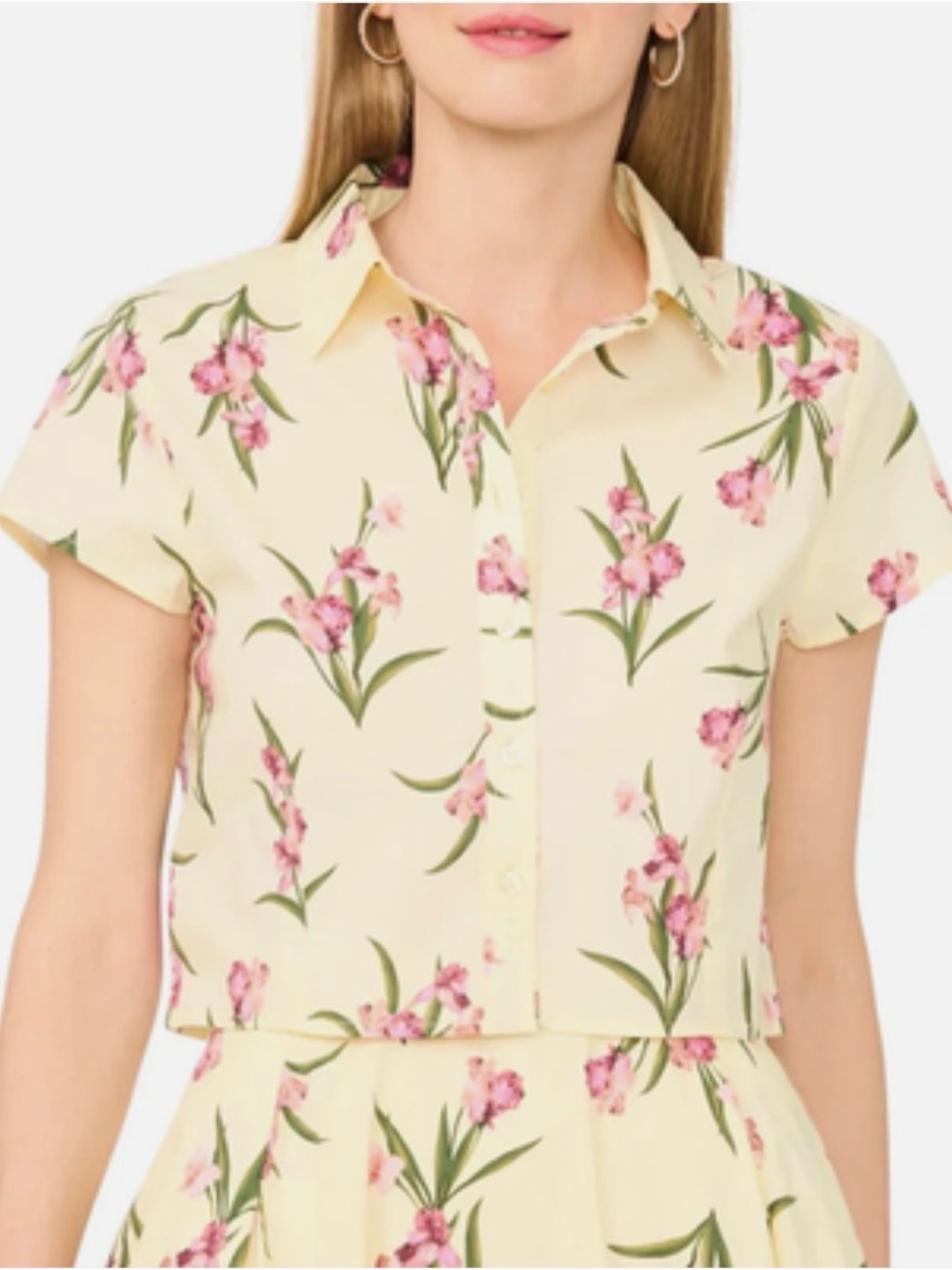 NWT Ted Baker Londo. Button-Front Crop Blouse
